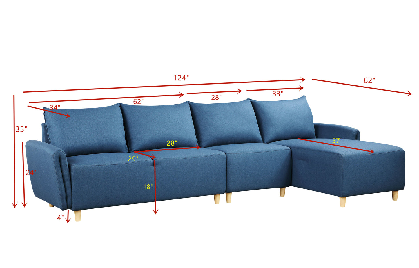 ACME Marcin Sectional Sofa: Blue Fabric, Comfortable and Stylish | 51820