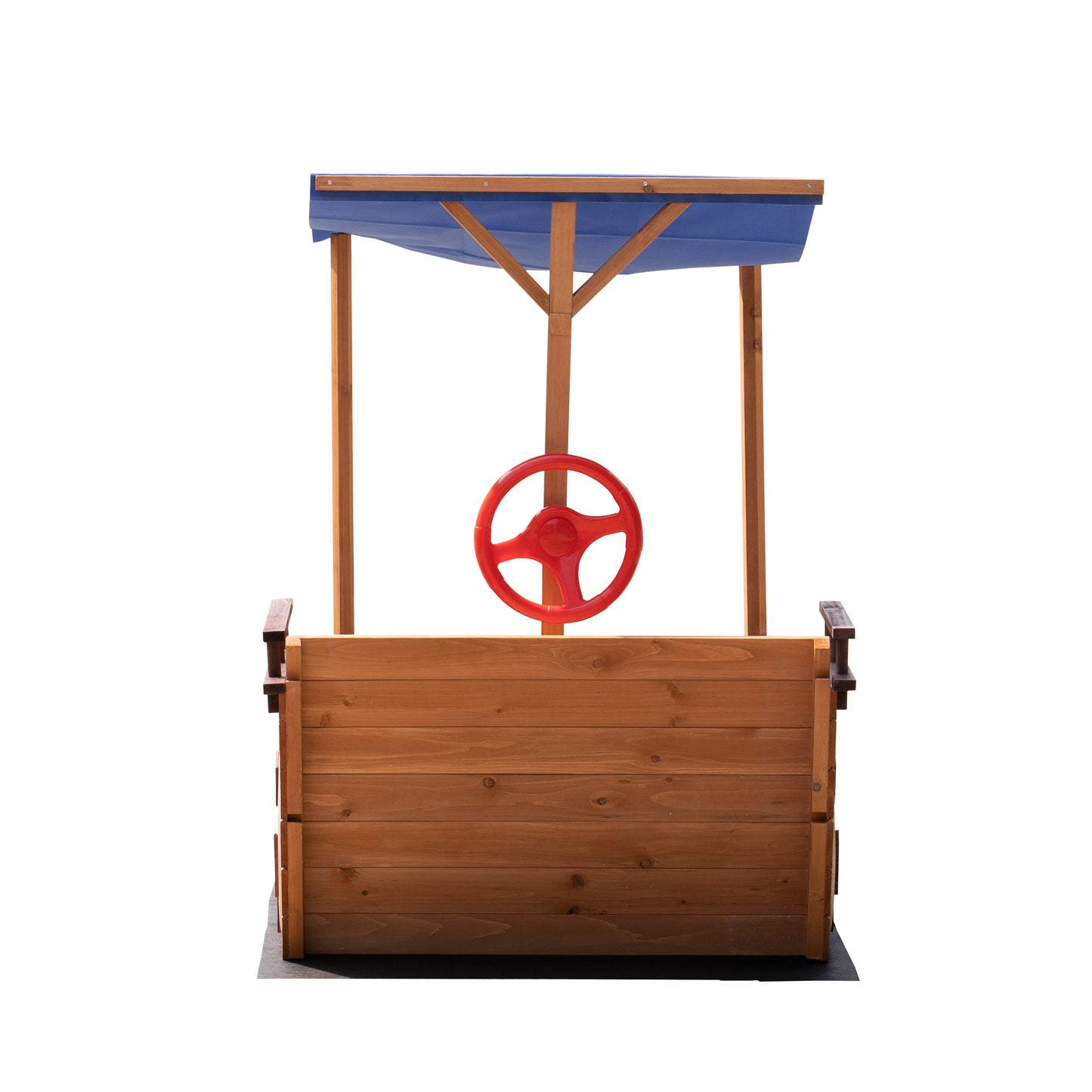 Outsunny Pirate Ship Sandbox: Wooden Sandbox with Storage Bench and Seat for Kids 3-8 Years Old, Outdoor Toy with Cover and Rudder - Colorful & Fun!