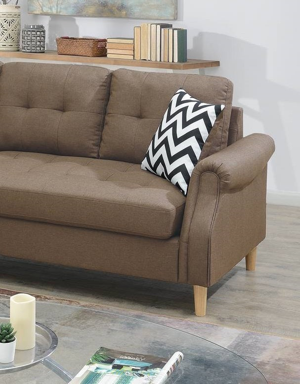 Living Room Corner Sectional Light Coffee Polyfiber Chaise Sofa - Reversible, Comfortable, & Stylish - Available in Various Sizes