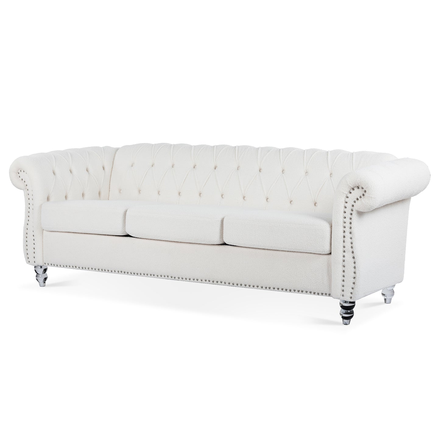 84.65" Rolled Arm Chesterfield 3 Seater Sofa - Classic Design, Plush Comfort, Multiple Color Options