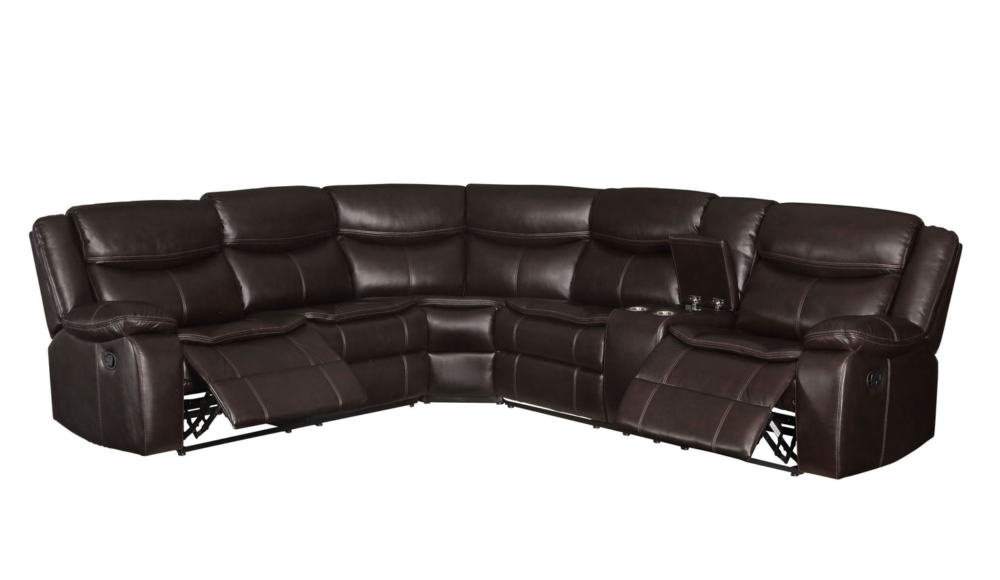 ACME Tavin Sectional Sofa: Espresso Leather-Aire Match, Motion Function, Stylish Design, Available in Various Sizes