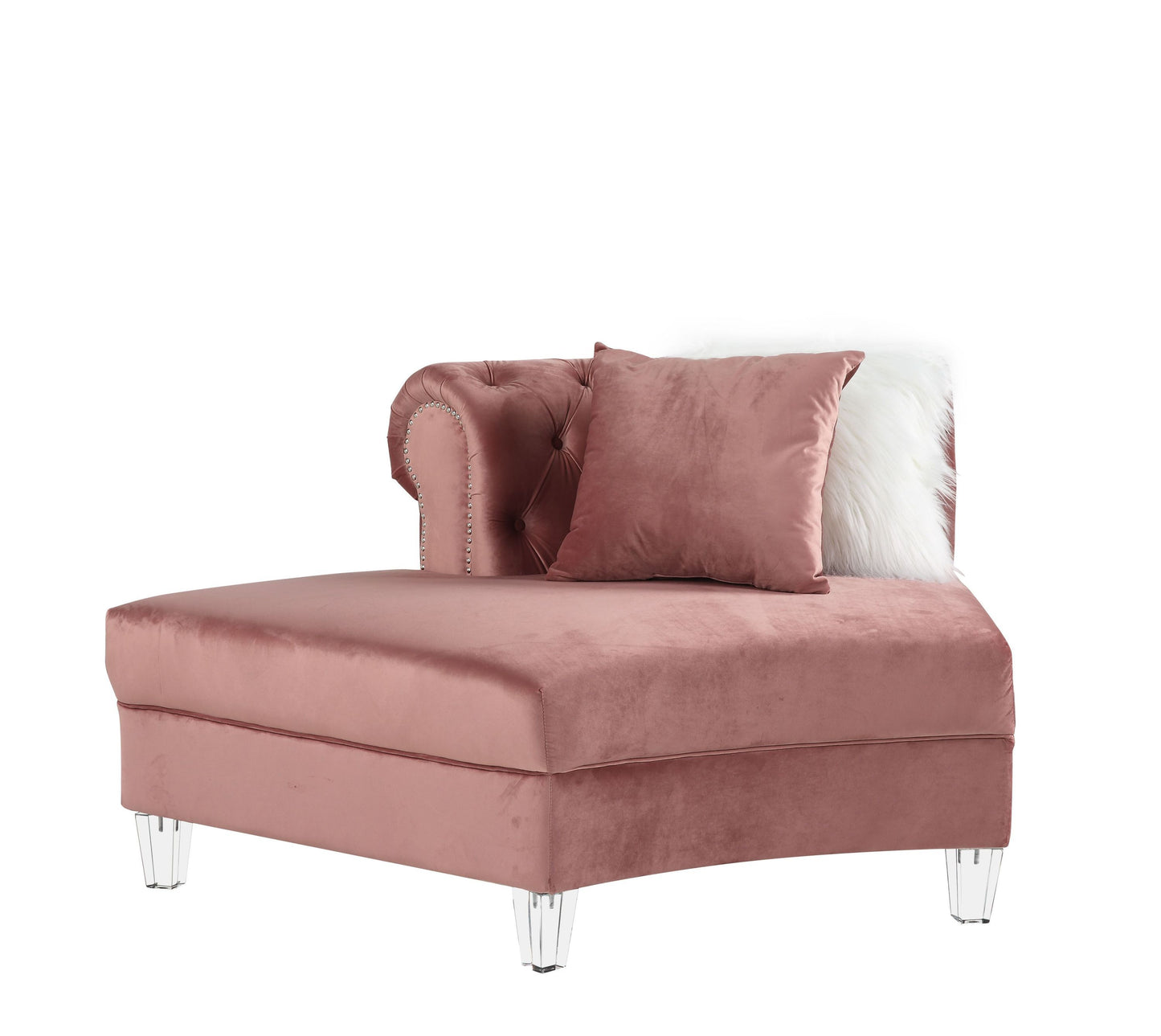 ACME Ninagold Sectional Sofa | Pink Velvet | 7 Pillows | 57360