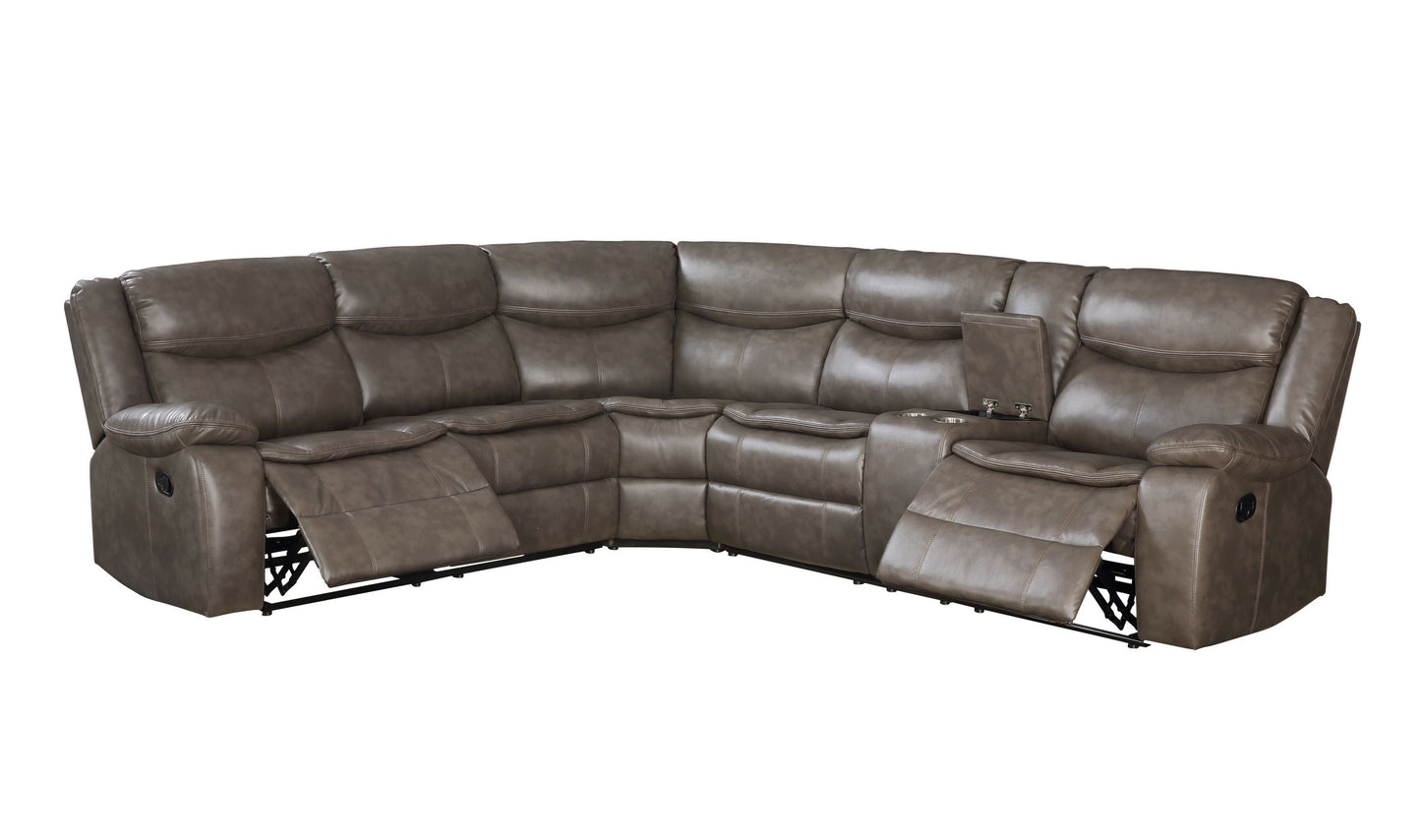 Tavin Sectional Sofa in Taupe Leather-Aire Match: Motion, Comfort, and Style for Your Living Space (52540)