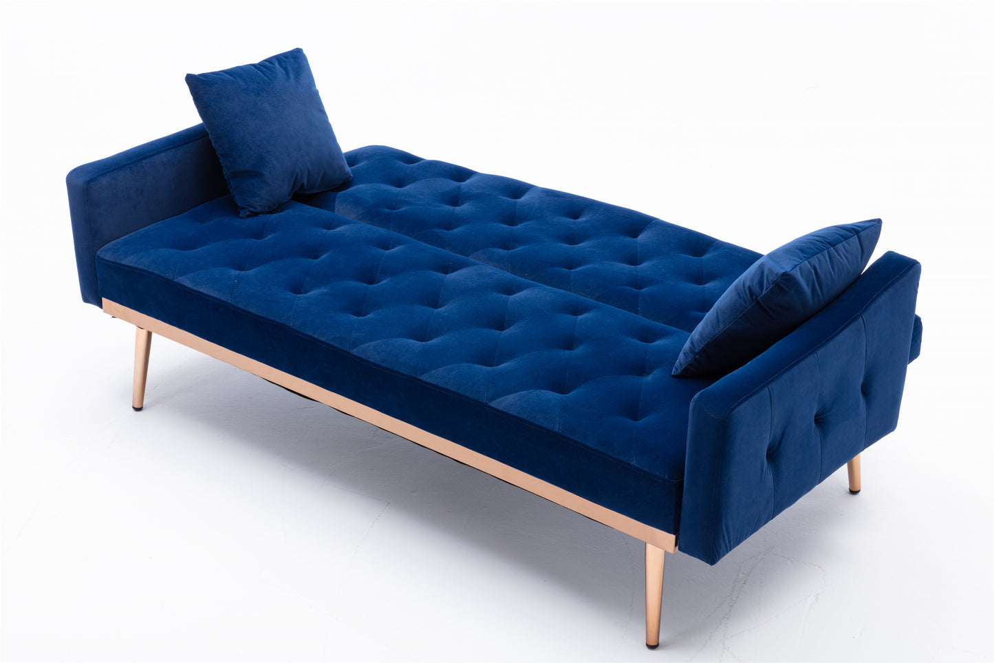 Coolmore Velvet Sofa: Accent Loveseat with Stainless Feet - Navy Velvet