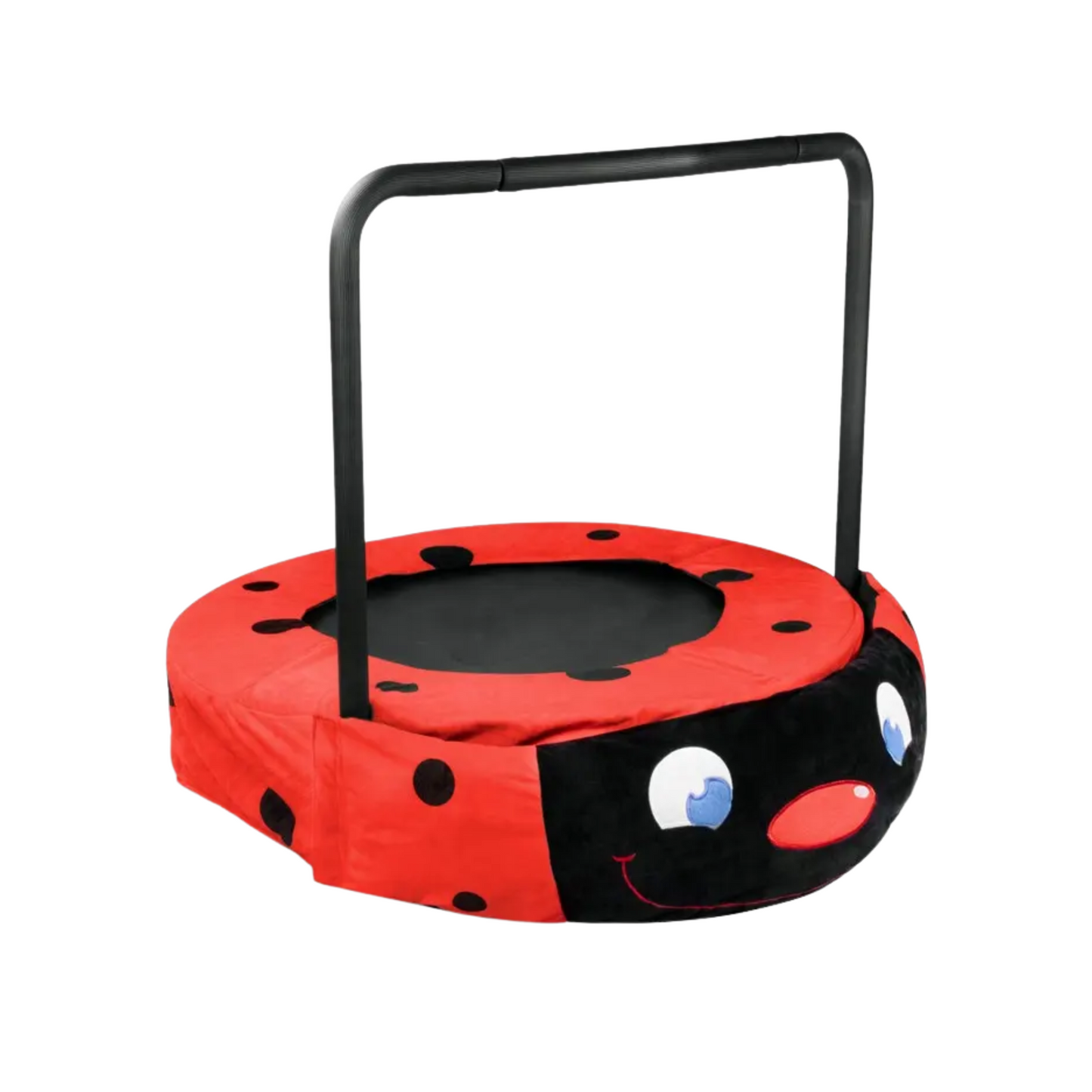 Assembled Children's Trampoline: Happy Expression, Ladybug Design, Foldable Iron Tube - Ideal for Kids Age 3-7 (Outdoor/Indoor, Black/Red)