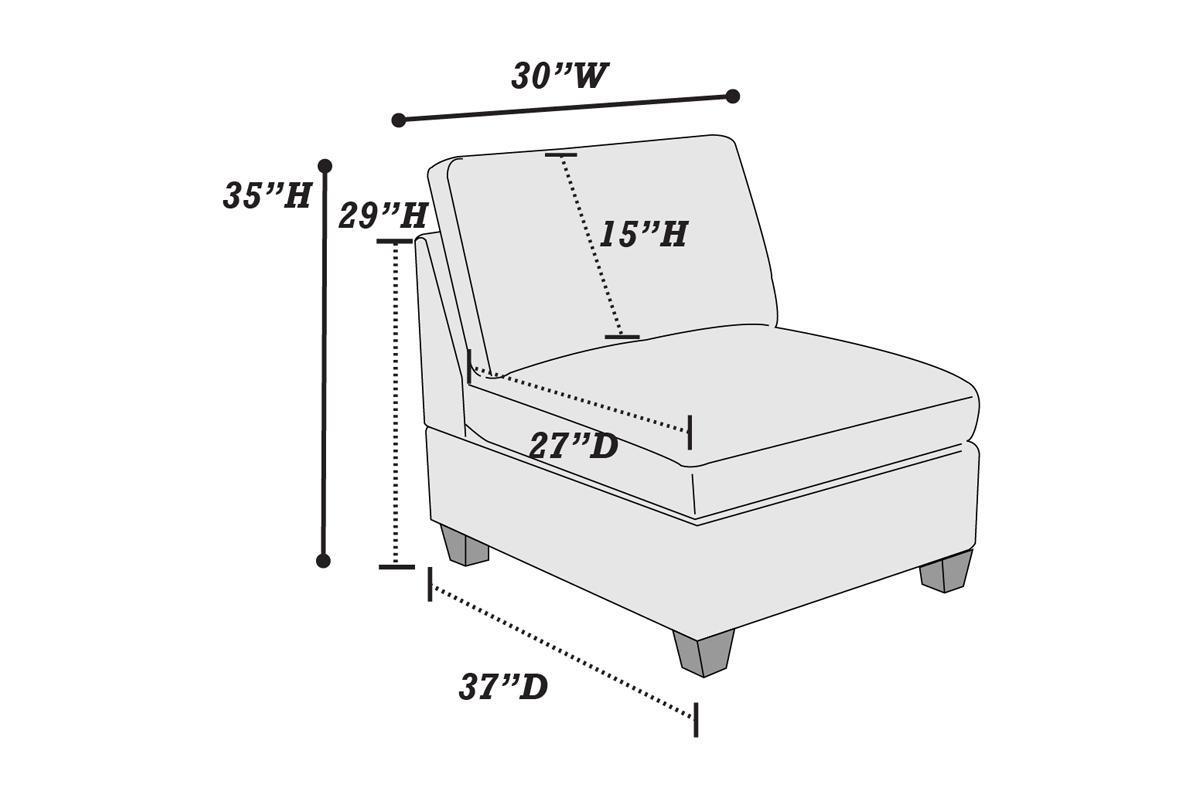 Grey Chenille Modular Sectional 6pc Set Corner L-Sectional Modern Couch 2x Corner Wedge 2x Armless Chairs and 2x Ottomans Plywood