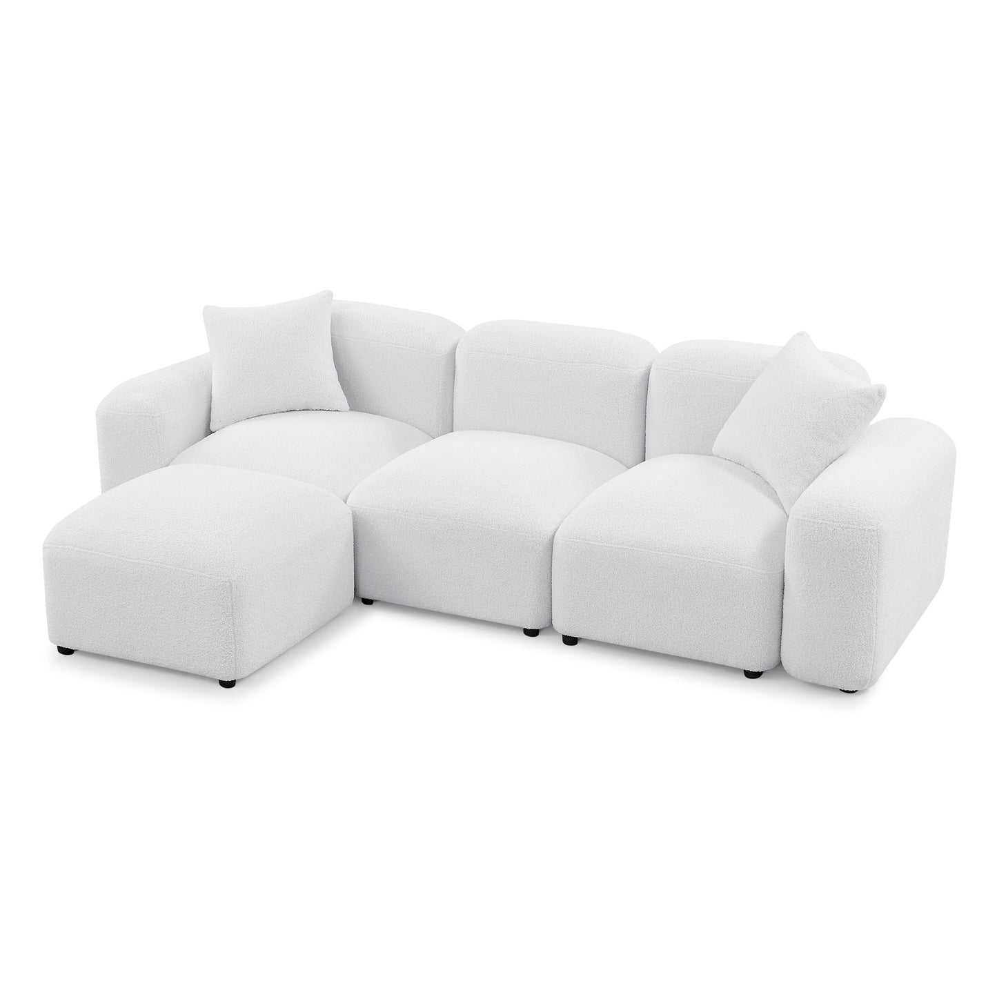 L-Shape Modular Sectional Sofa, DIY Combination, Teddy Fabric, White - Create Your Perfect Seating with this Versatile and Comfy Sofa