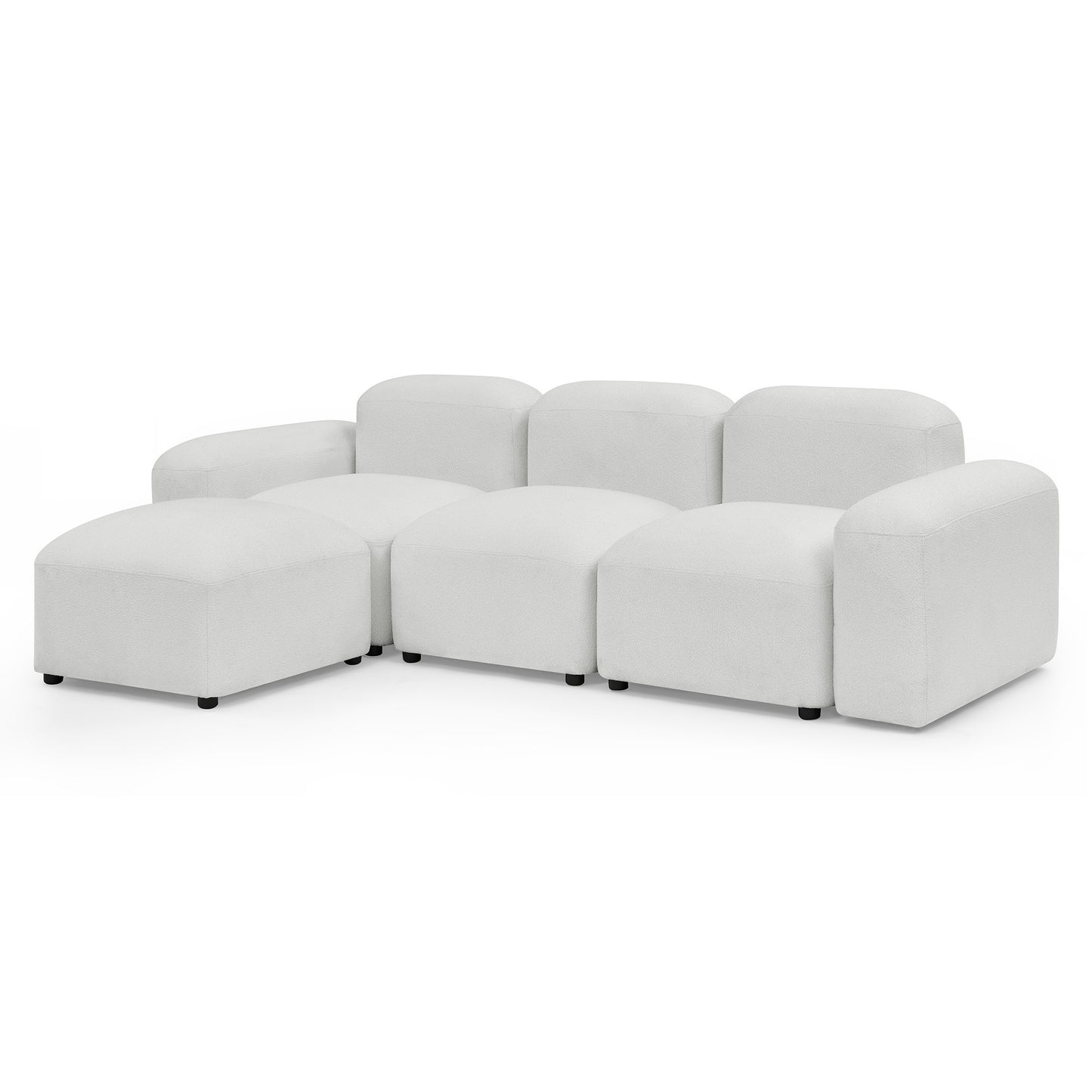 L-Shape Modular Sectional Sofa, DIY Combination, Loop Yarn, Ivory - Comfortable and Versatile Furniture for Your Home