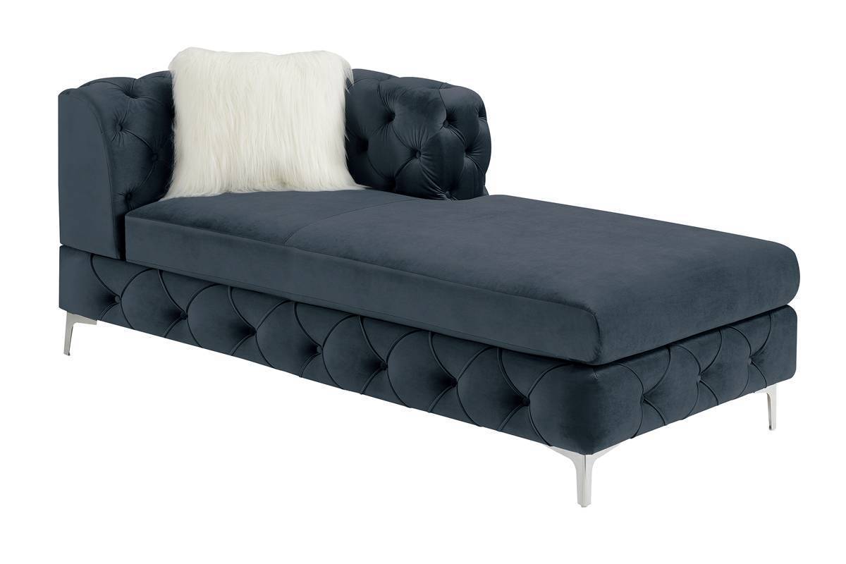 Gorgeous Living Room U-Sectional Black Velvet Tufted Cushion Couch with LAF and RAF Chaise and Armless Loveseat