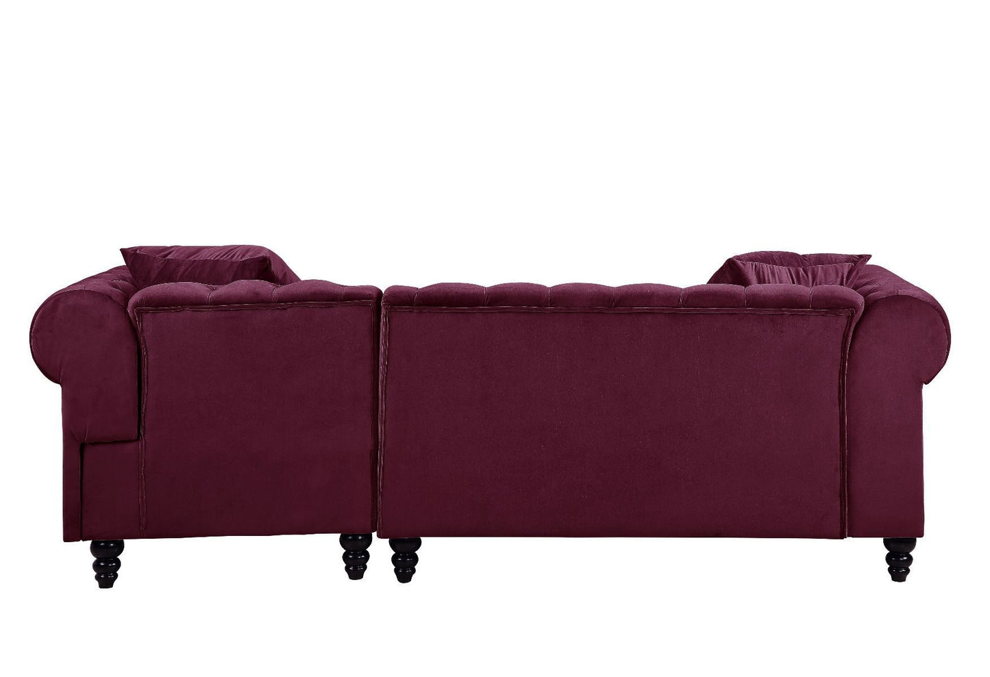 Adnelis Sectional Sofa: Red Velvet, 2 Pillows - ACME 57315