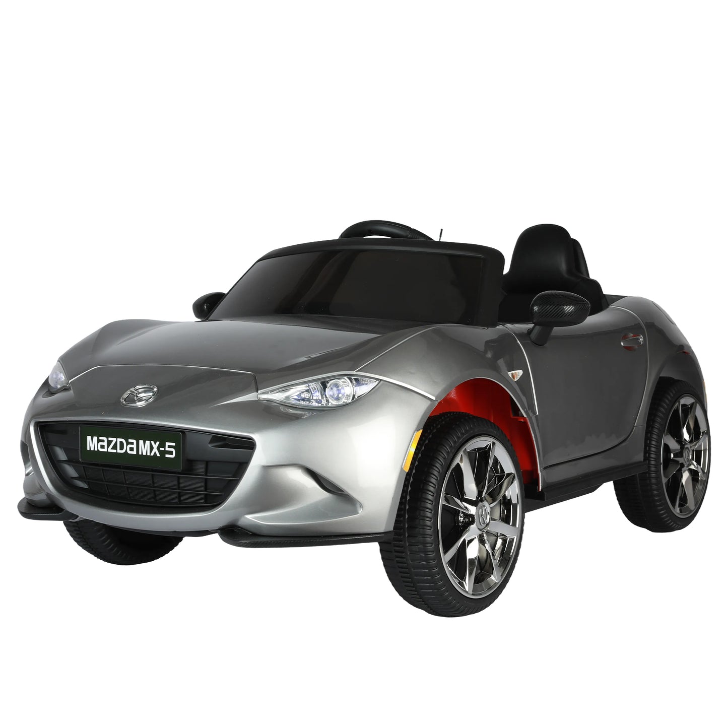 Licensed MAZDA MX-5 RF 12V Kids Ride On Car - Remote Control, Three Speeds, Power Display, USB, MP3, Bluetooth, LED Light, Safety Belt, Painting - Red