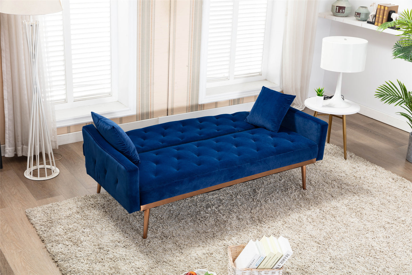 Coolmore Velvet Sofa: Accent Loveseat with Stainless Feet - Navy Velvet