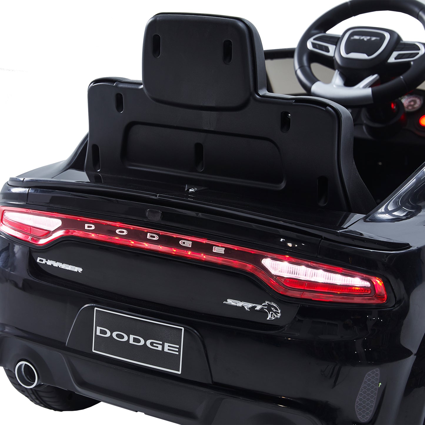 12V Licensed DODGE Charger Ride-On Car with Parental Remote Control - Electric Vehicle for Kids with Adjustable Speeds, Power Display, USB, MP3, Bluetooth, LED Lights, and Four-Wheel Suspension