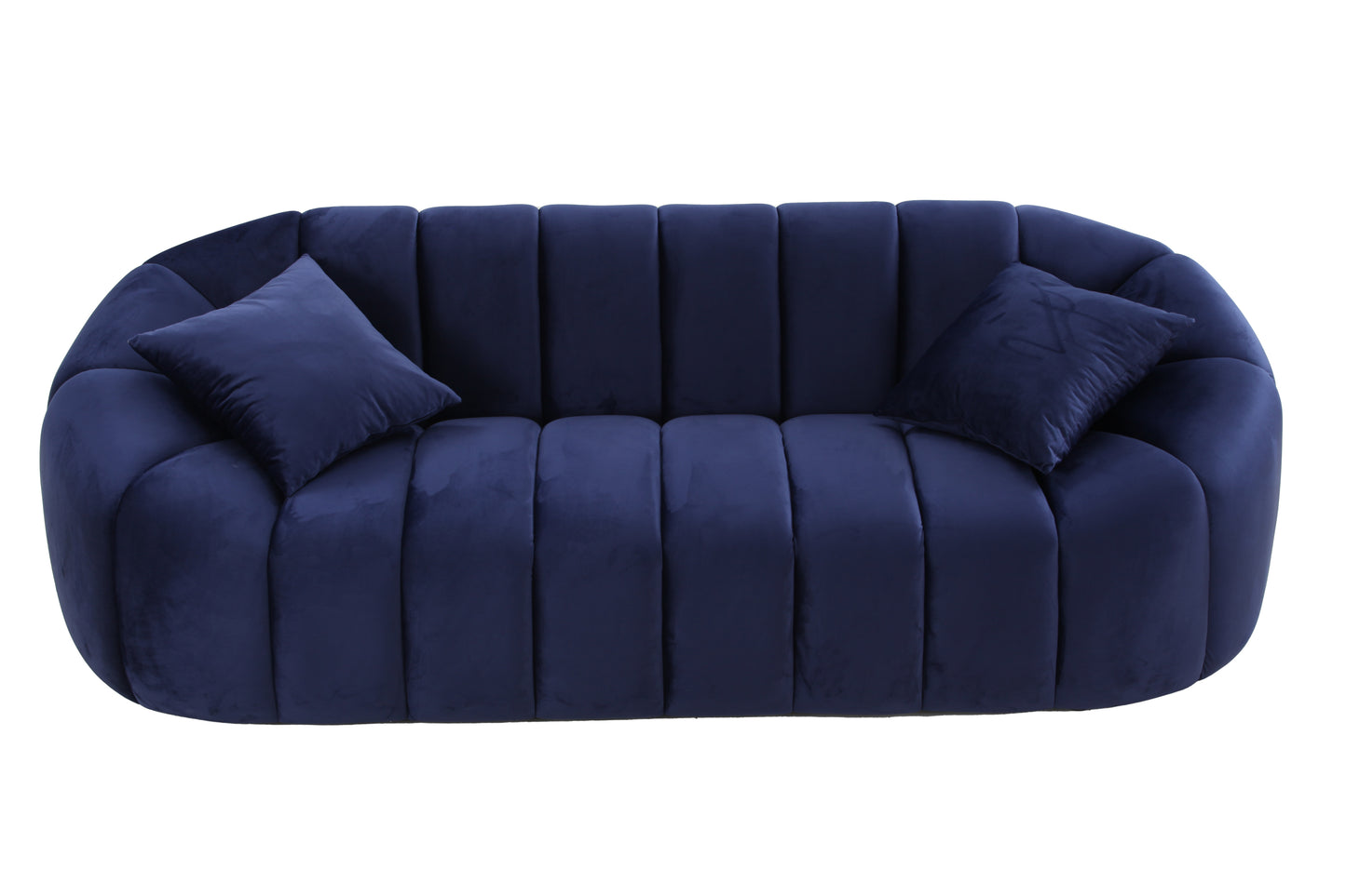 88'' Modern Sofa 3-Seater Couch with Deep Channel Tufting - Stunning Navy Velvet Sofa for Living Room/Bedroom