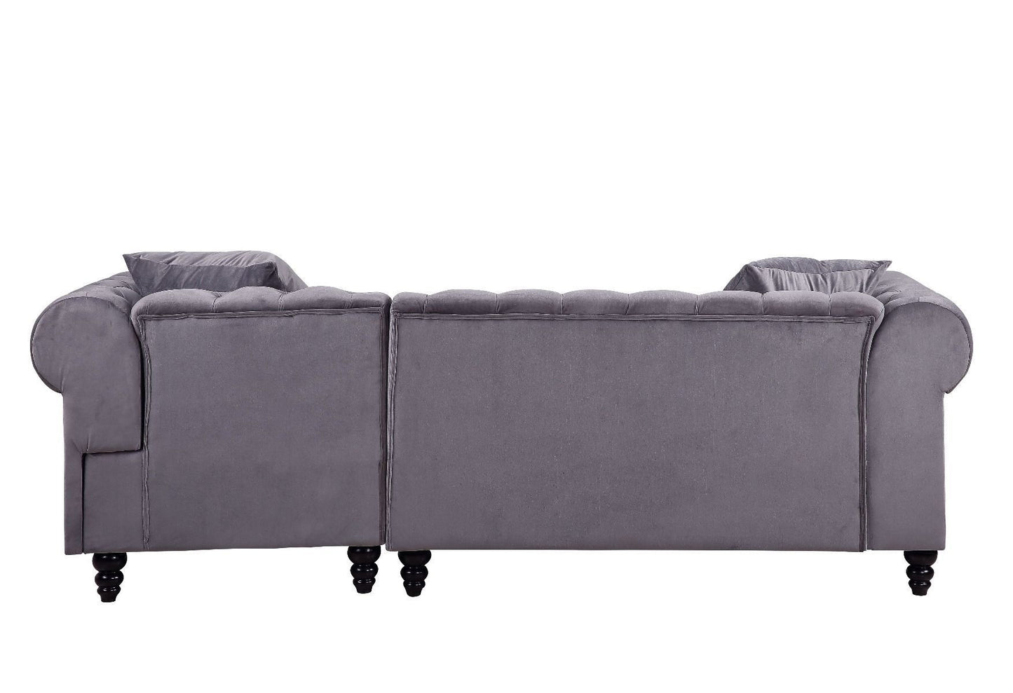 Adnelis Sectional Sofa w/2 Pillows, Gray Velvet - Sleek and Comfortable Seating Solution for Your Living Space