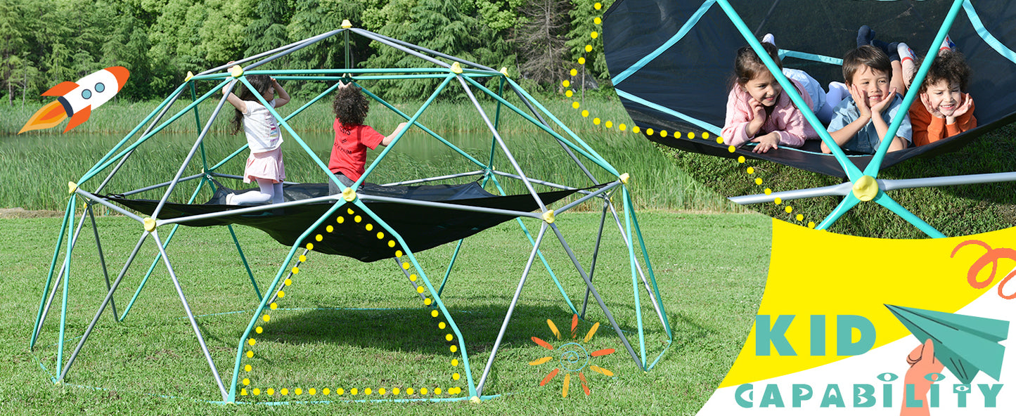 13ft Geometric Dome Climber Play Center: Kids Climbing Tower with Canopy, Rust & UV Resistant Steel Supporting 1000 LBS, Available in Multiple Sizes and Colors