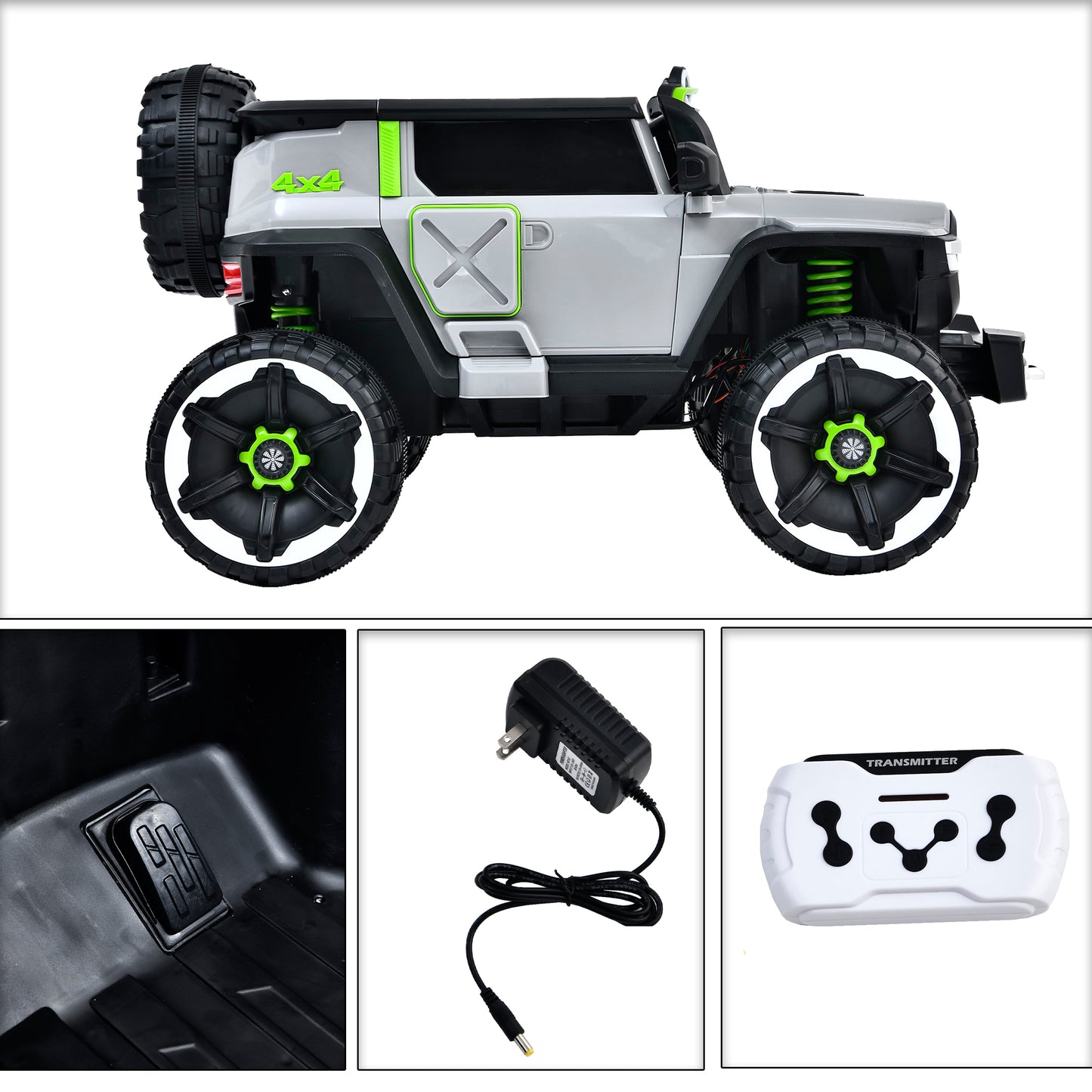 Leather Seat Electric Car Children Ride-On Car 12V10A Battery Powered Vehicle Toy - 3 Speeds, USB/Bluetooth/MP3/Music/Volume Adjustment/Power Display/One Button Start with Seat Belt (Light Gray)