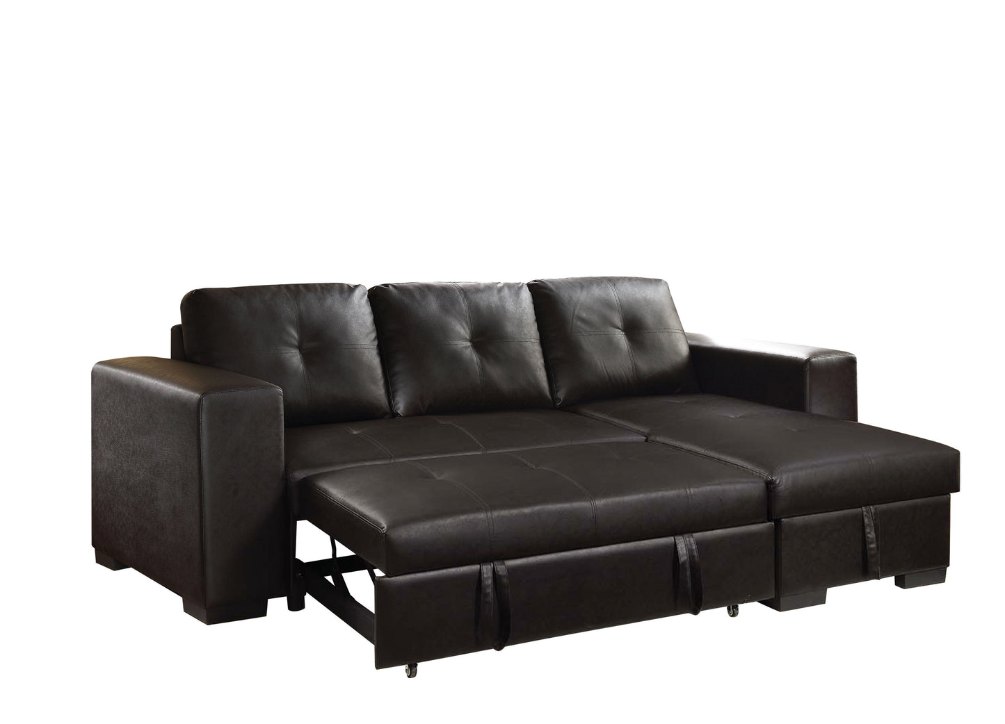 ACME Lloyd Sectional Sofa w/Sleeper: Black PU, Comfortable & Stylish Furniture for Your Living Space | 53345