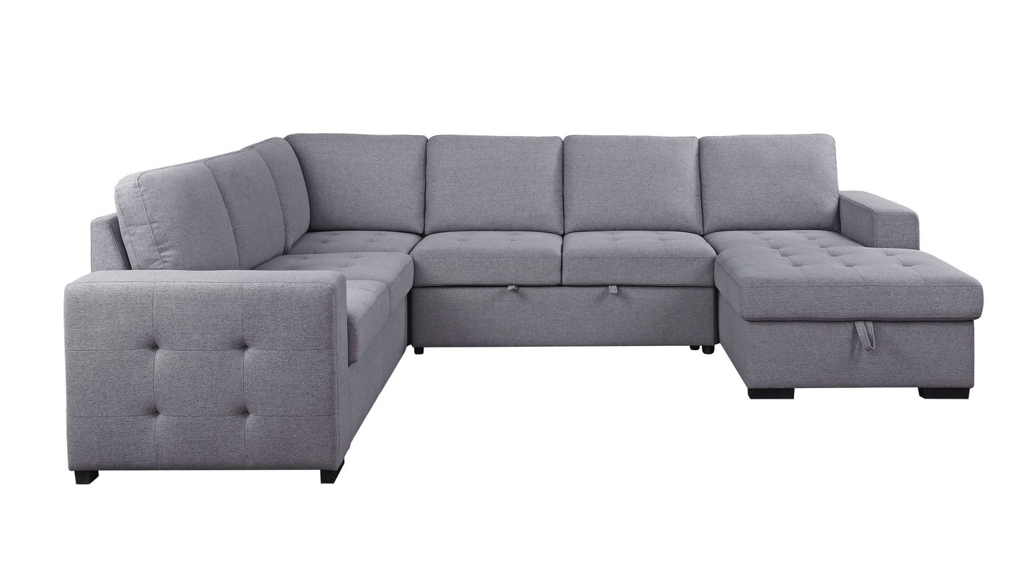 Nardo Storage Sleeper Sectional Sofa: Gray Fabric, ACME 55545