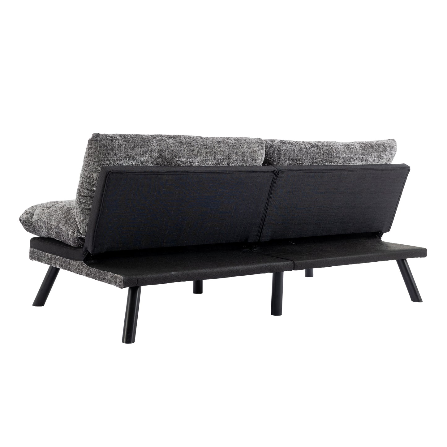 Convertible Sofa Bed Loveseat Futon Bed with Adjustable Lounge Couch, Metal Legs - Chenille-Grey - Breathable, Compact Size for Small Living Spaces