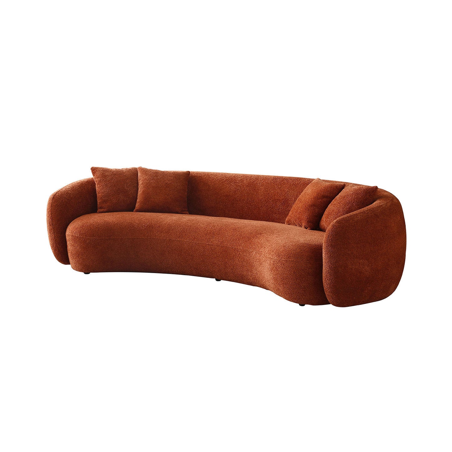 102'' 5-Seater Boucle Sofa: Modern Sectional, Half Moon Leisure Couch, Curved Sofa, Teddy Fleece, Orange