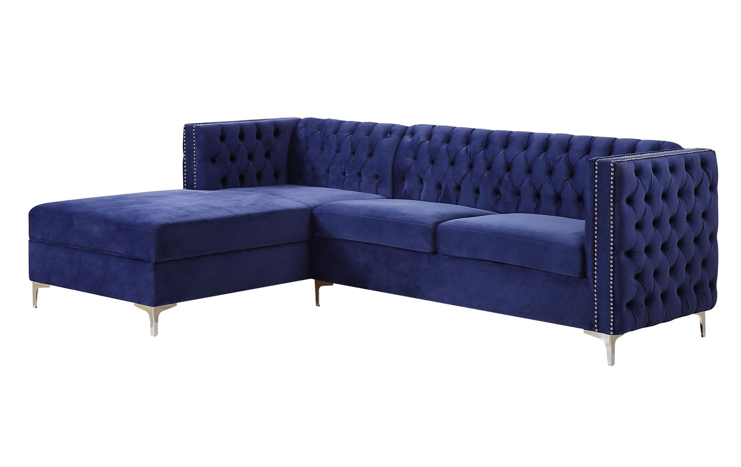 Sullivan Sectional Sofa: Navy Blue Velvet, Modern Design, ACME 55490