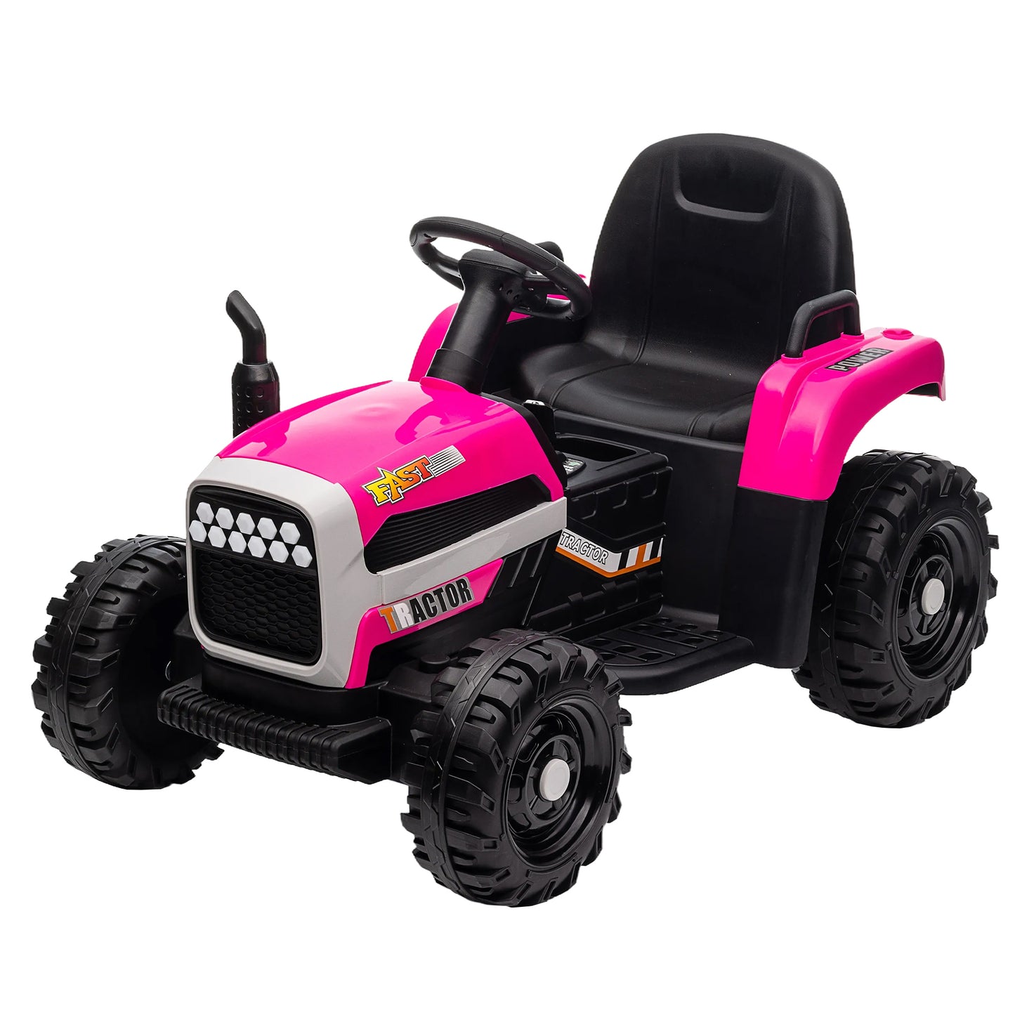 12V Battery Powered Electric Tractor Toy w/Remote, Three Speeds, Power Display, USB, MP3, Bluetooth, LED Light, Safety Belt, Ride on Tractor with Trailer