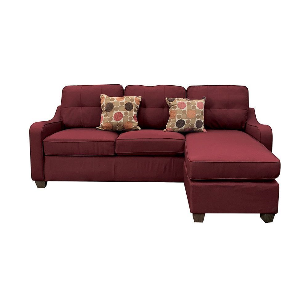 Cleavon II Sectional Sofa & Pillows in Red Linen - Comfortable Seating with Elegant Design - Ideal for Living Rooms, Lounges, and Offices - Includes 2 Matching Pillows - 53740