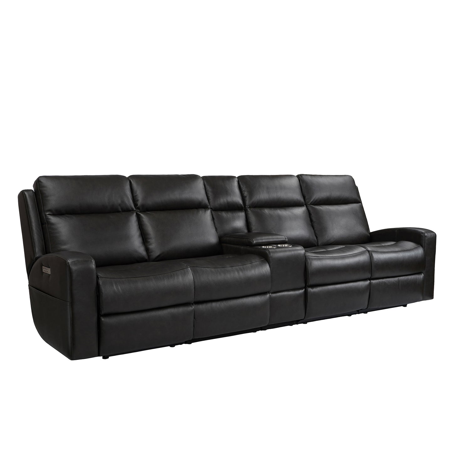 Caleb Triple Power 4 Seats Sofa: Top Grain Leather, Lumbar Support, Adjustable Headrest, Storage Side Pocket, USB & Type C Charger Port