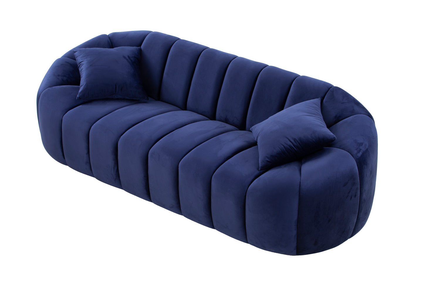 88'' Modern Sofa 3-Seater Couch with Deep Channel Tufting - Stunning Navy Velvet Sofa for Living Room/Bedroom