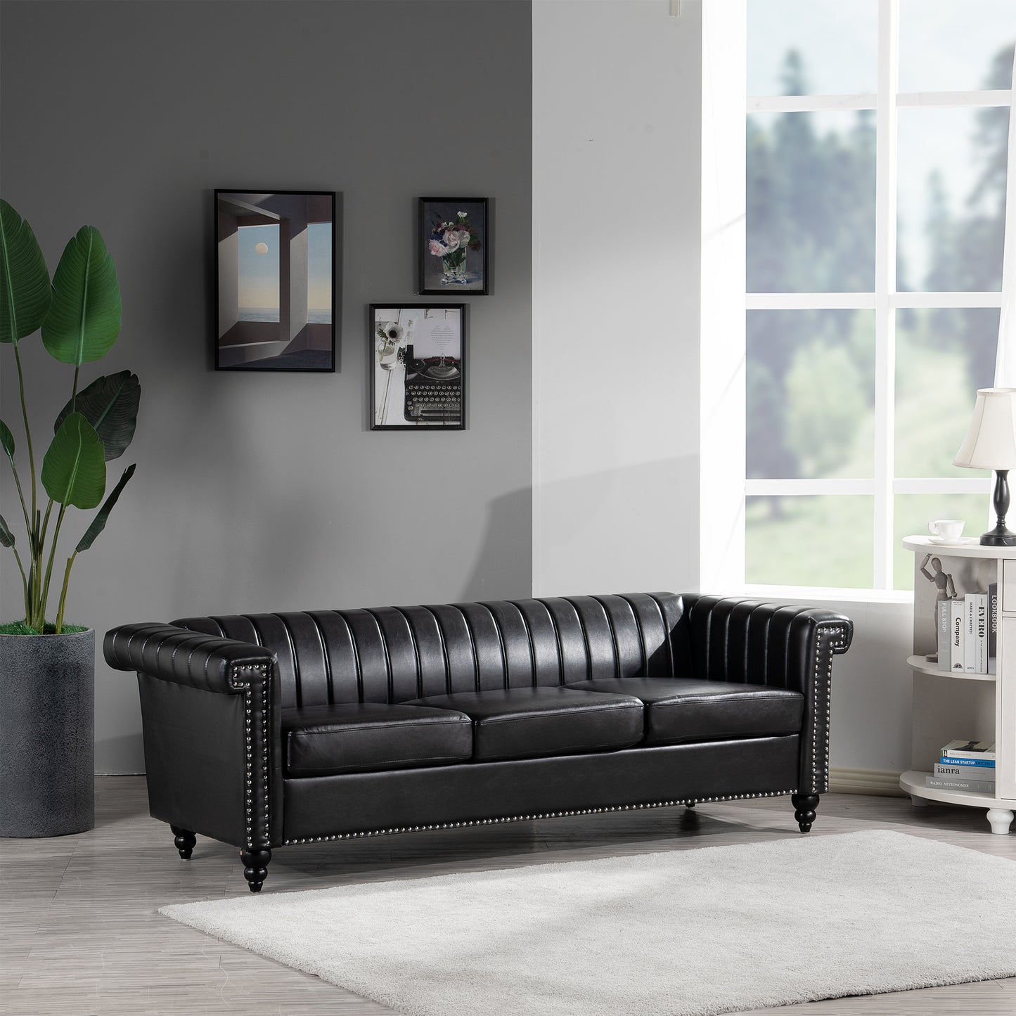 83.66" Traditional Square Arm Removable Cushion 3-Seater Sofa - Classic Design, Ample Seating, Multiple Color Options