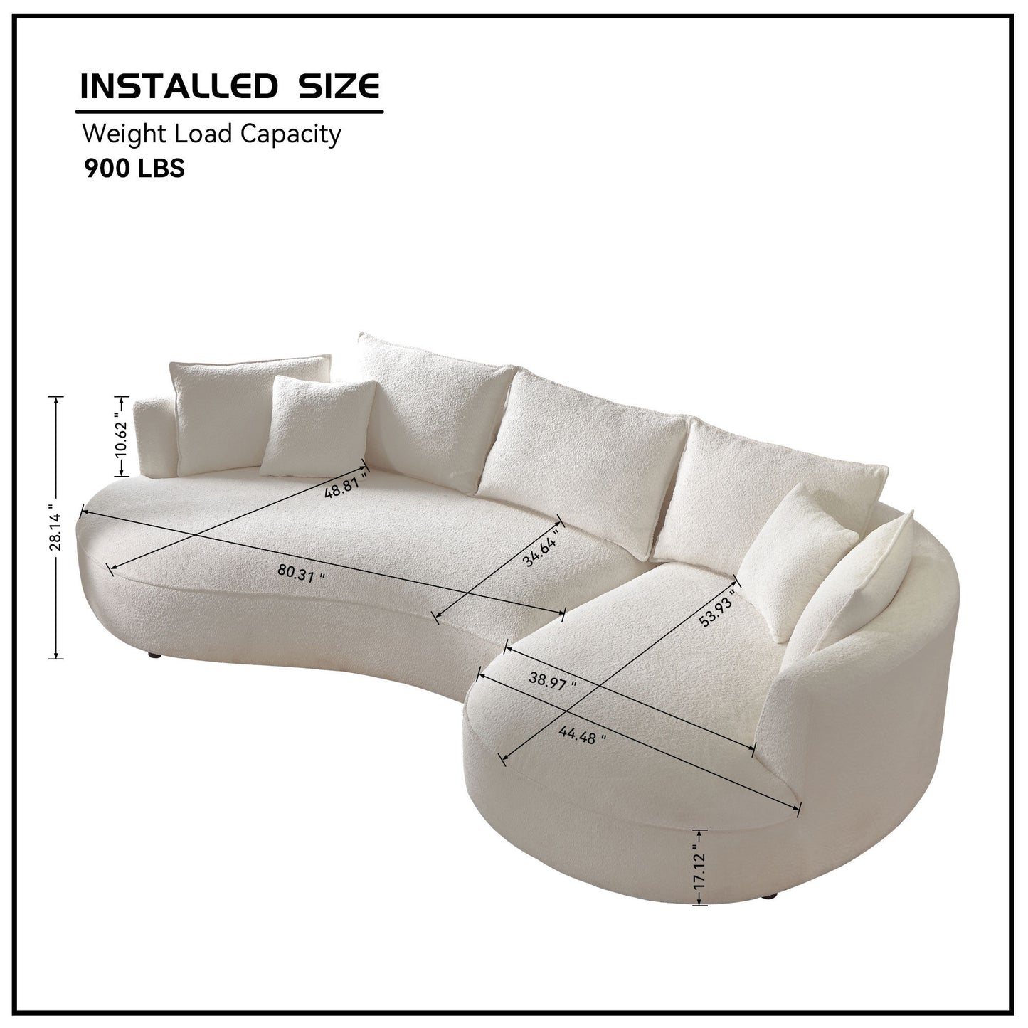 Curved Sofa with Ingenious Shape - Beige Upholstery, Stylish Design | Wayfair