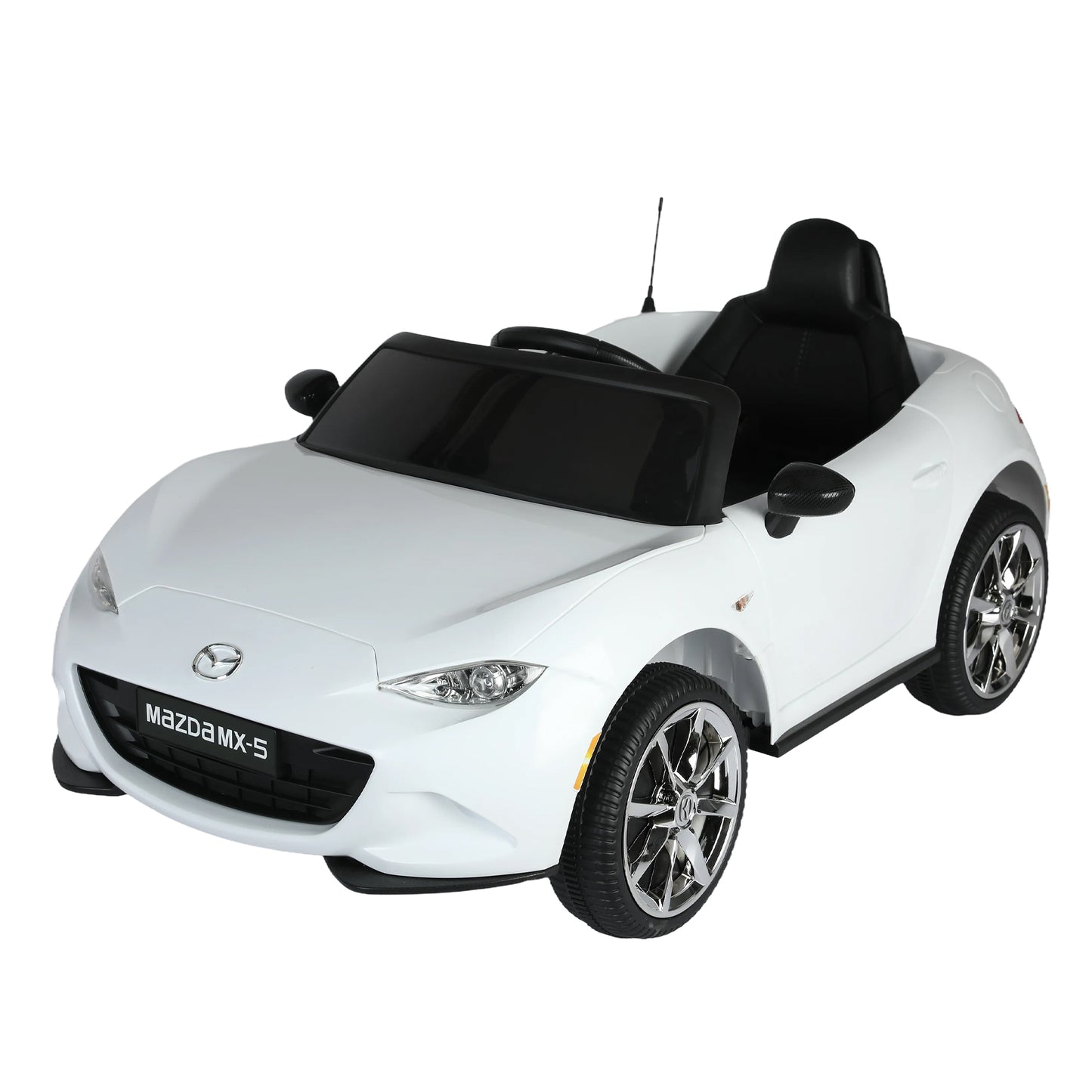 Licensed MAZDA MX-5 RF, 12V Kids Ride On Car - 2.4G Remote Control, Electric Car for Kids - 3 Speeds, Power Display, USB, MP3, Bluetooth - LED Light, Safety Belt - Blue/Red