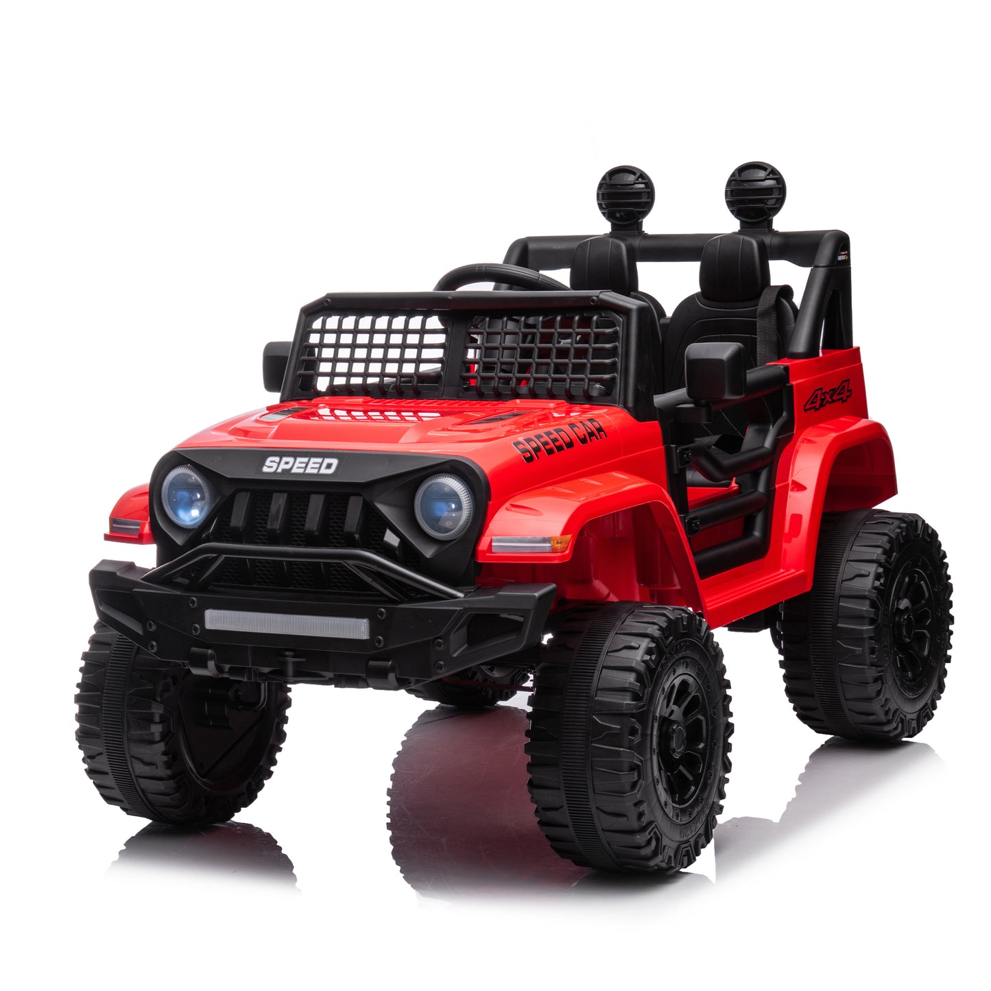 12V7A Kids Ride on Truck with Remote Control, Three-Speed Adjustable, Power Display, USB, MP3, Bluetooth, LED Light, Three-Point Safety Belt - Electric Car for Kids