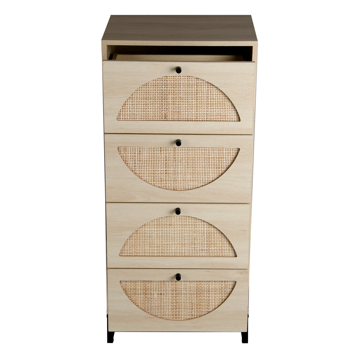 Natural Rattan Cabinet with 4 Drawers for Living Room Bedroom