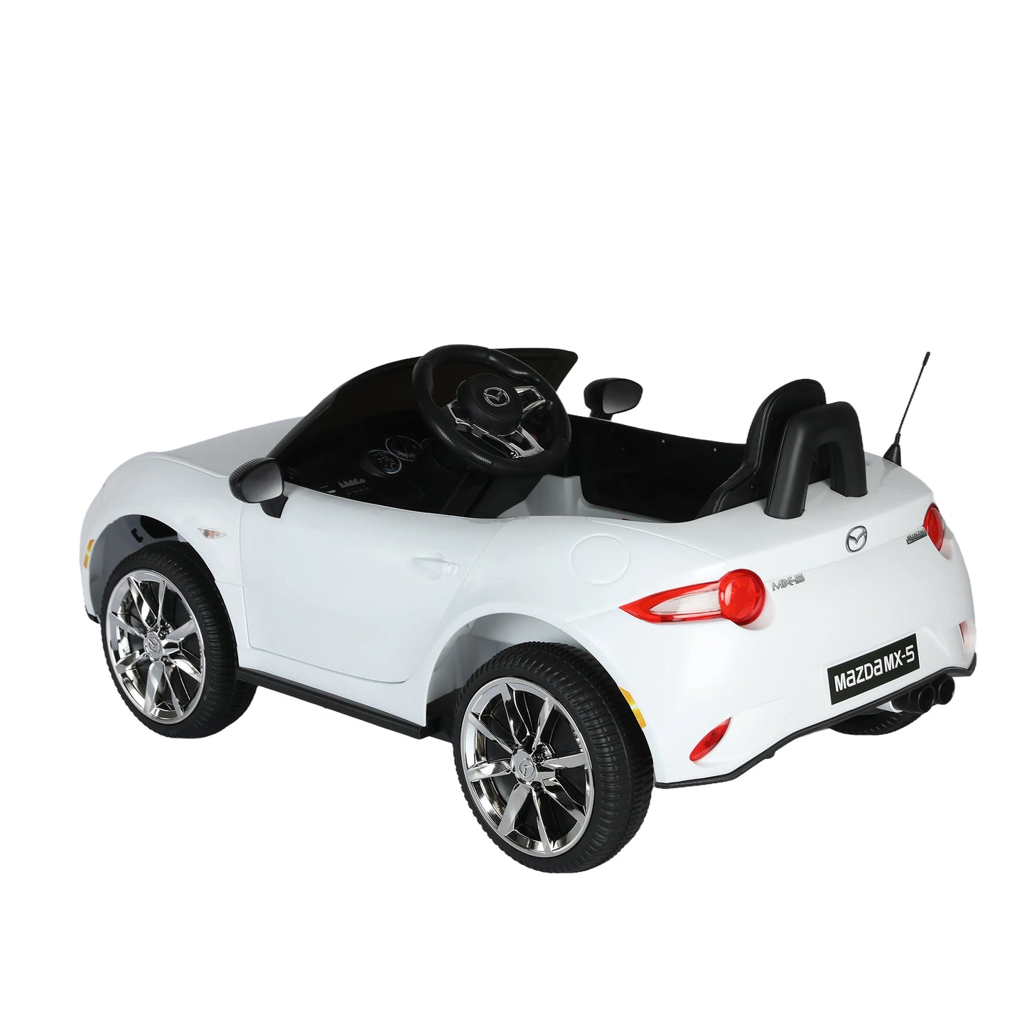 Licensed MAZDA MX-5 RF, 12V Kids Ride On Car - 2.4G Remote Control, Electric Car for Kids - 3 Speeds, Power Display, USB, MP3, Bluetooth - LED Light, Safety Belt - Blue/Red