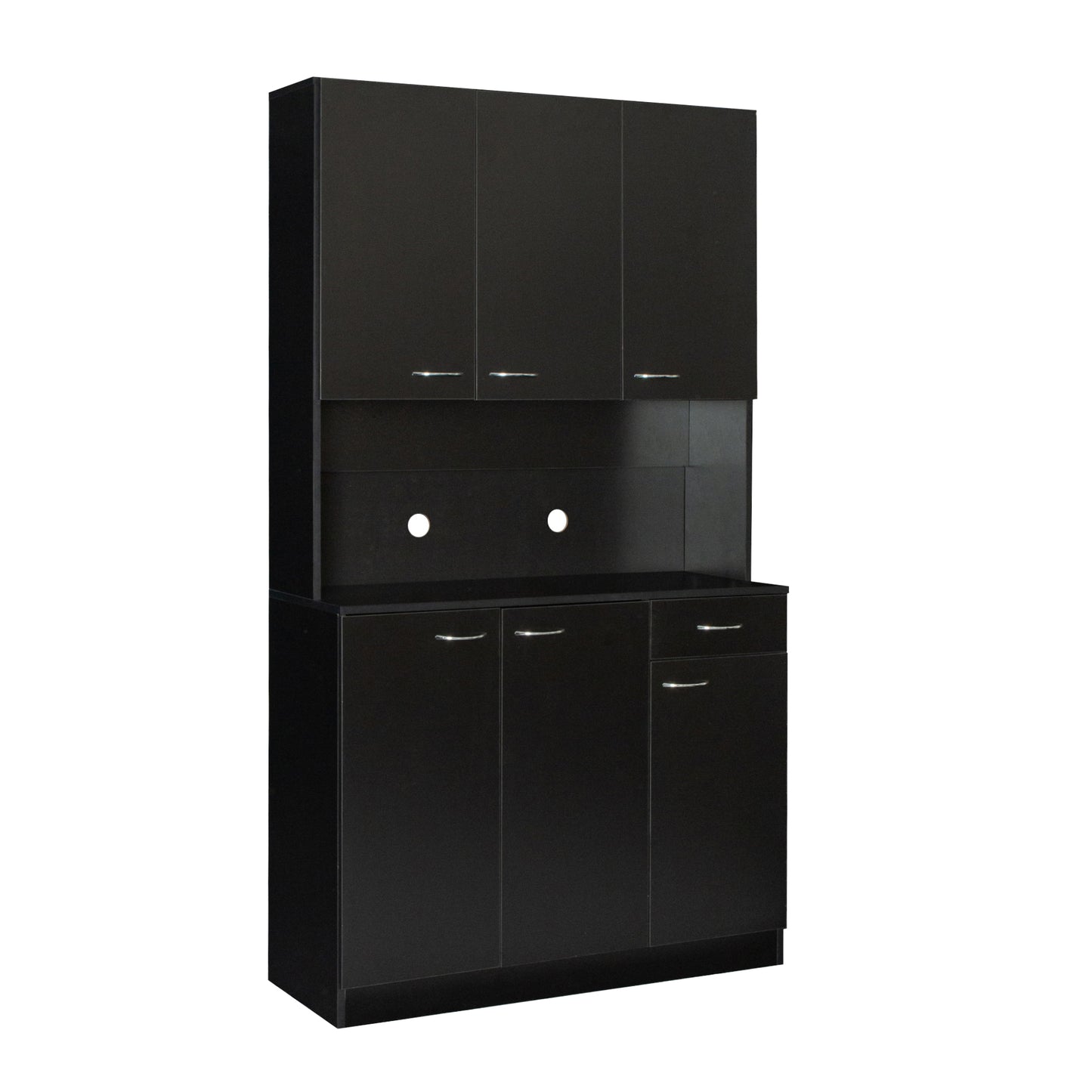 70.87" Tall Wardrobe& Kitchen Cabinet, with 6-Doors, 1-Open Shelves and 1-Drawer for bedroom,Black