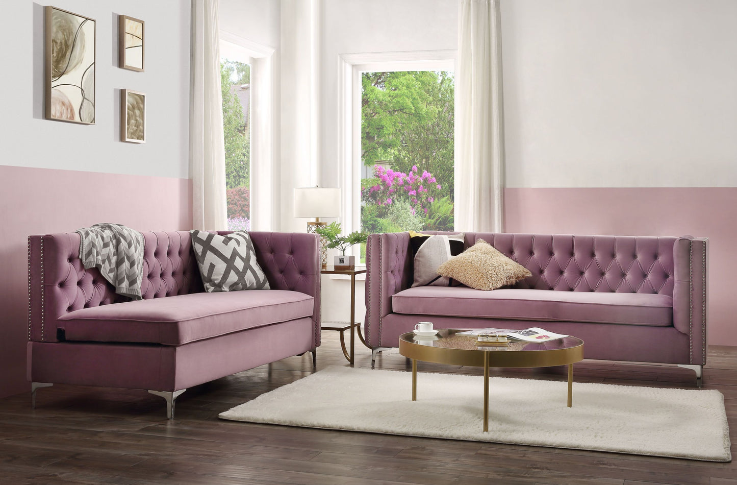 ACME Rhett Sectional Sofa: Purple Velvet, Luxurious and Spacious 55500