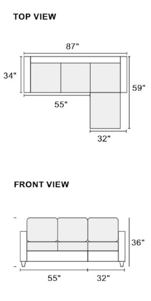 Living Room Corner Sectional Light Coffee Polyfiber Chaise Sofa - Reversible, Comfortable, & Stylish - Available in Various Sizes