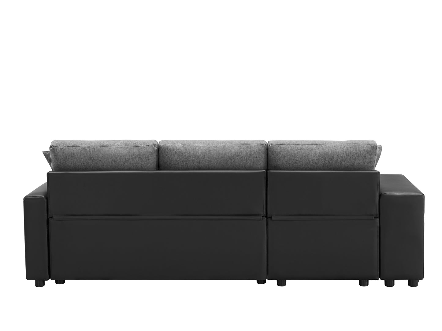 Linen Reversible Sleeper Sectional Sofa with Storage: Artemax 92.5" - Steel Gray, Includes 2 Stools