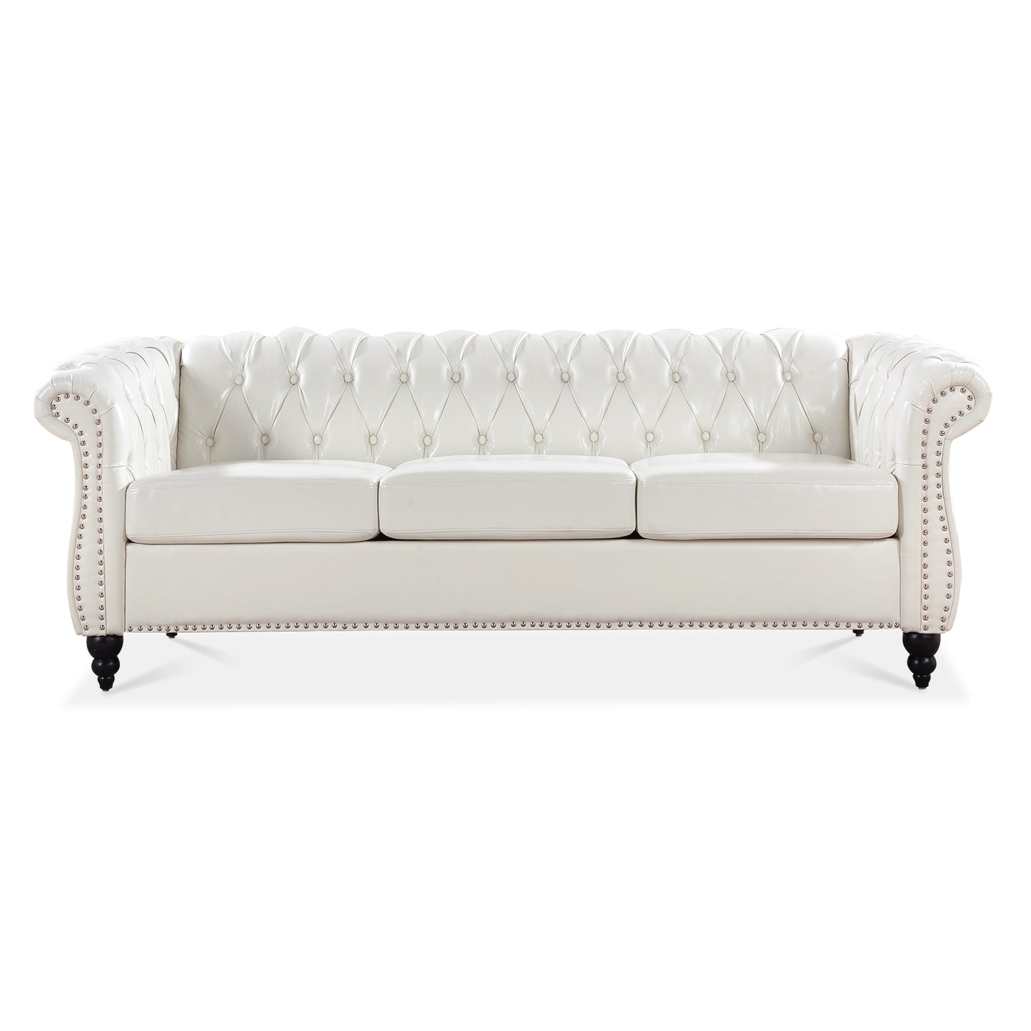 84.65" Rolled Arm Chesterfield 3 Seater Sofa: Classic Design, Generous Size, and Plush Comfort