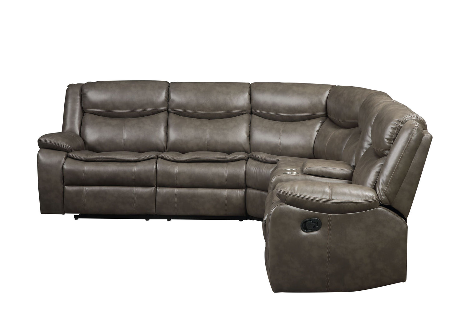 Tavin Sectional Sofa in Taupe Leather-Aire Match: Motion, Comfort, and Style for Your Living Space (52540)