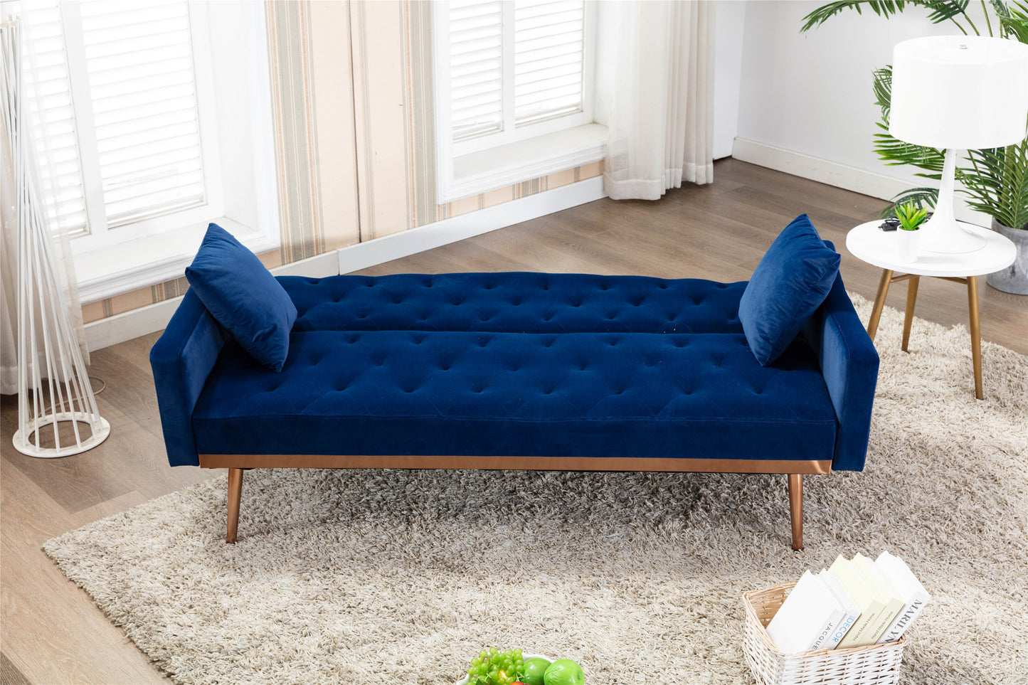 Coolmore Velvet Sofa: Accent Loveseat with Stainless Feet - Navy Velvet