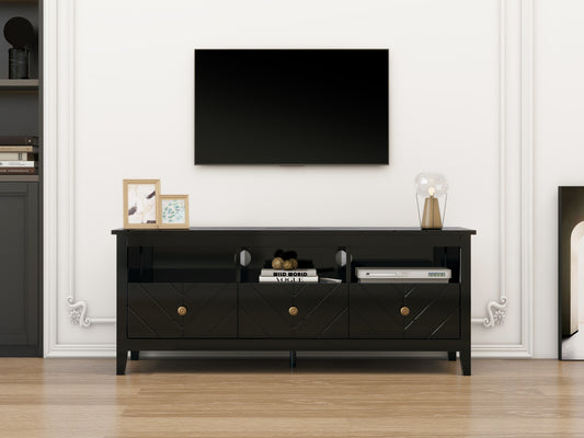 3 Drawer TV Stand Mid-Century Modern Style Entertainment Center Media Console for Living Room