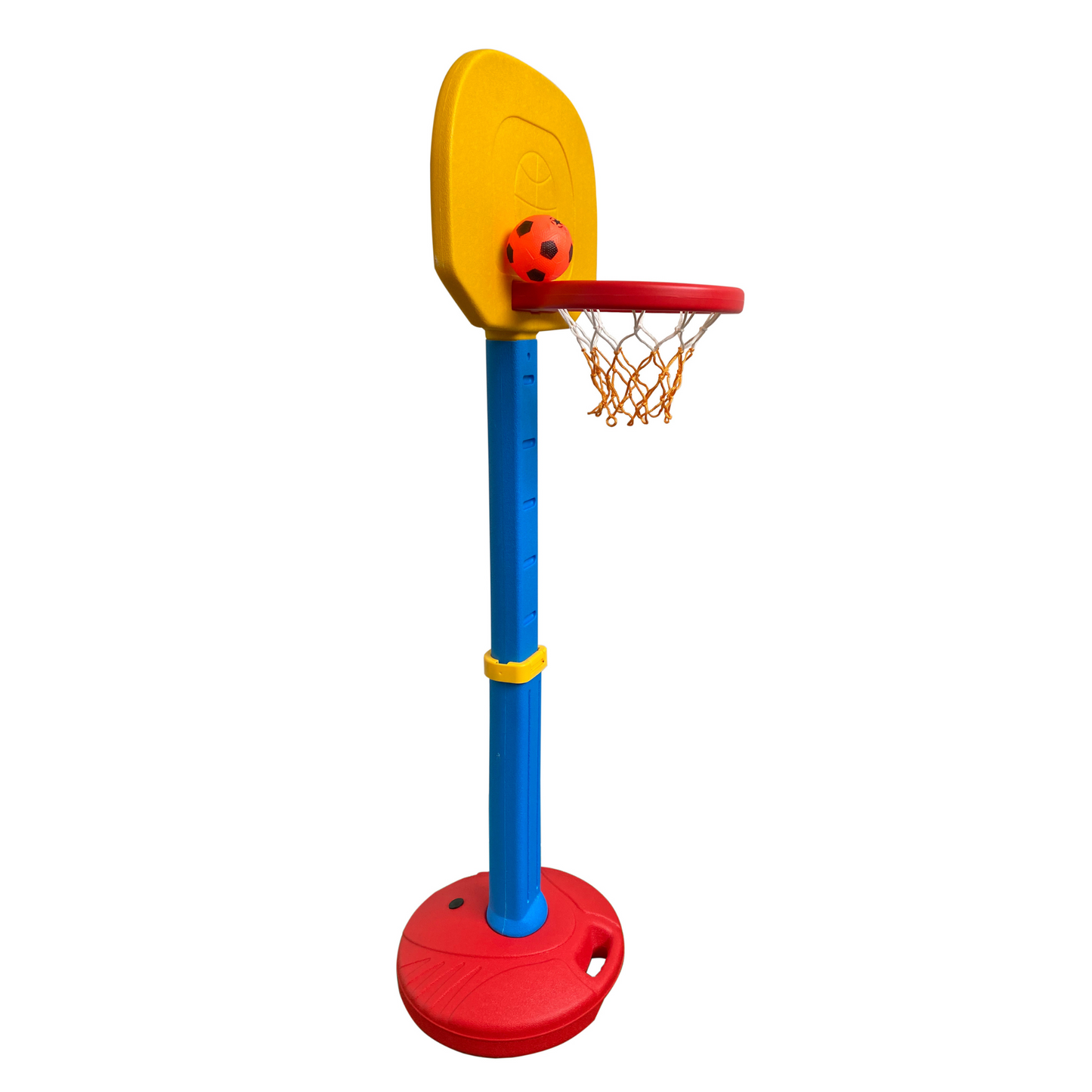 Children's Adjustable Height Indoor/Outdoor Basketball Frame Toy - Red, Yellow, and Blue - XGL001