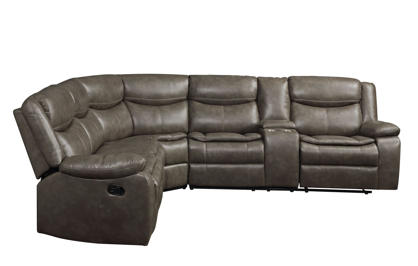 Tavin Sectional Sofa in Taupe Leather-Aire Match: Motion, Comfort, and Style for Your Living Space (52540)