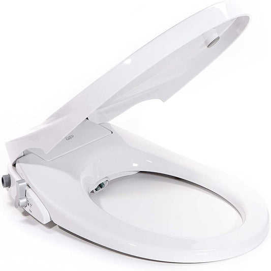 JEP Dual Nozzle Manual Bidet Toilet Seat for Round Toilets with Soft Close Seat and Cover | Bidet Seat for Rear & Feminine Cleaning, Easy to Install, Convenient, and Power Free