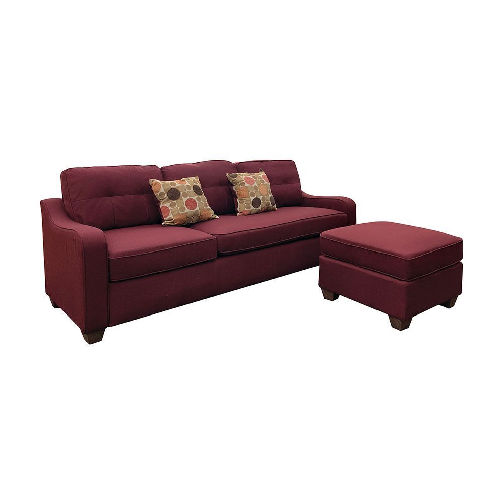 Cleavon II Sectional Sofa & Pillows in Red Linen - Comfortable Seating with Elegant Design - Ideal for Living Rooms, Lounges, and Offices - Includes 2 Matching Pillows - 53740