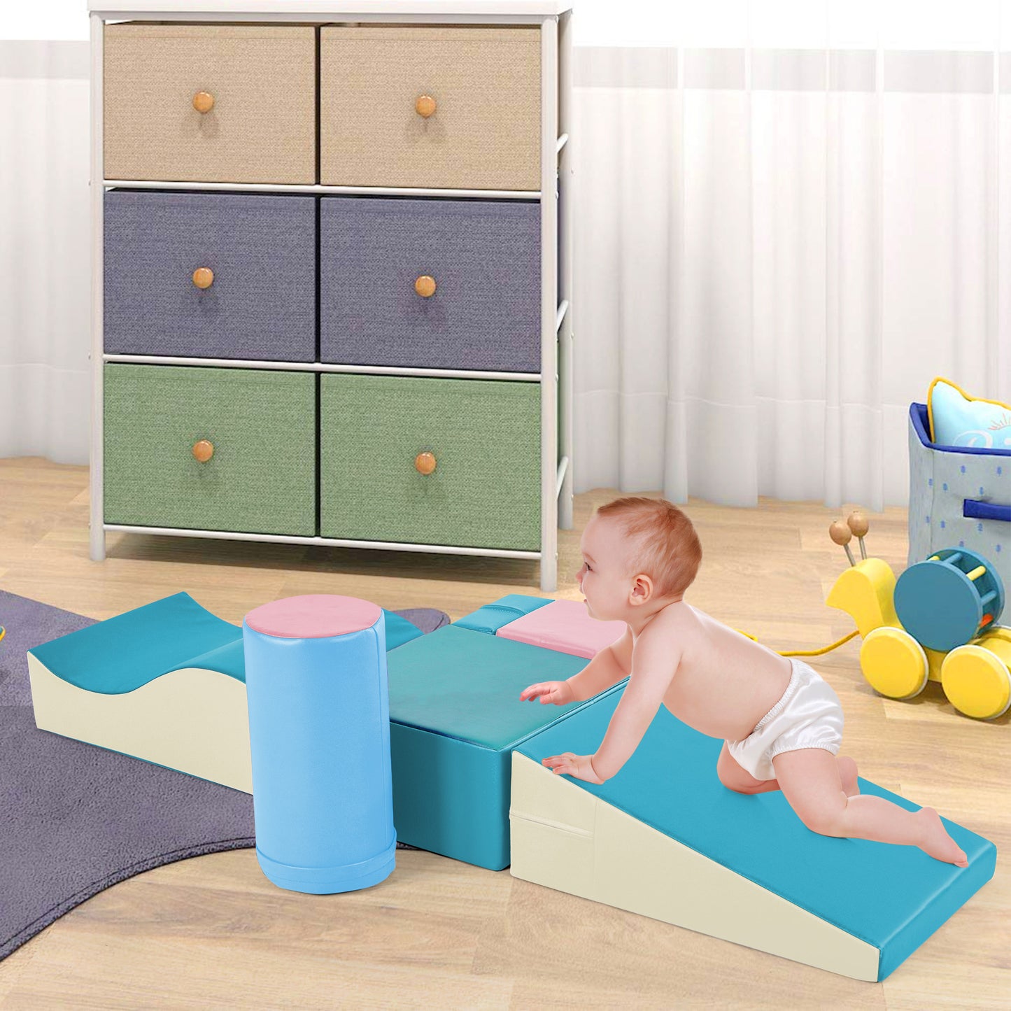 Colorful Soft Climb and Crawl Foam Playset 6 in 1 - Indoor Active Play Structure for Kids - Soft Play Equipment Climb and Crawl Playground - Kids Crawling and Climbing - Vibrant Colors - Multiple Sizes Available