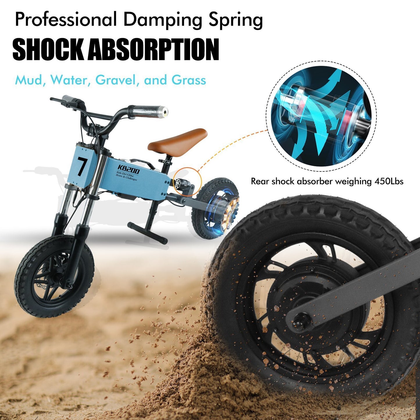 Children's Outdoor Off-Road Electric Bicycle: Durable, Safe, and Adventure-Ready, Perfect for Young Explorers - Available in Various Colors and Sizes